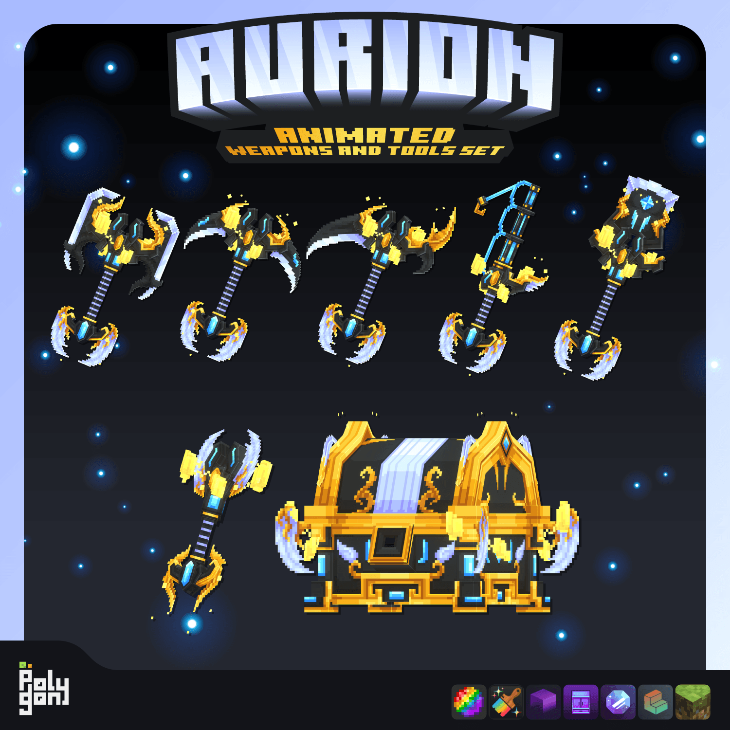 Aurion Animated Weapons and Tools Set (64x) 3