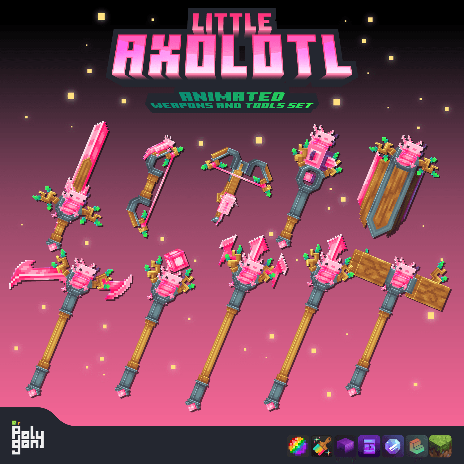 Little Axolotl Animated Weapons and Tools (32x) 2