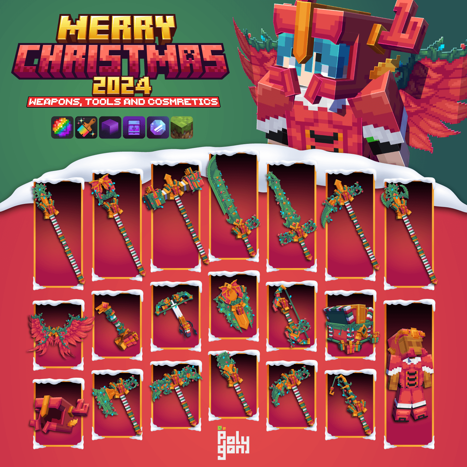 Merry Christmas 2024 Weapons and Tools Set (64x)