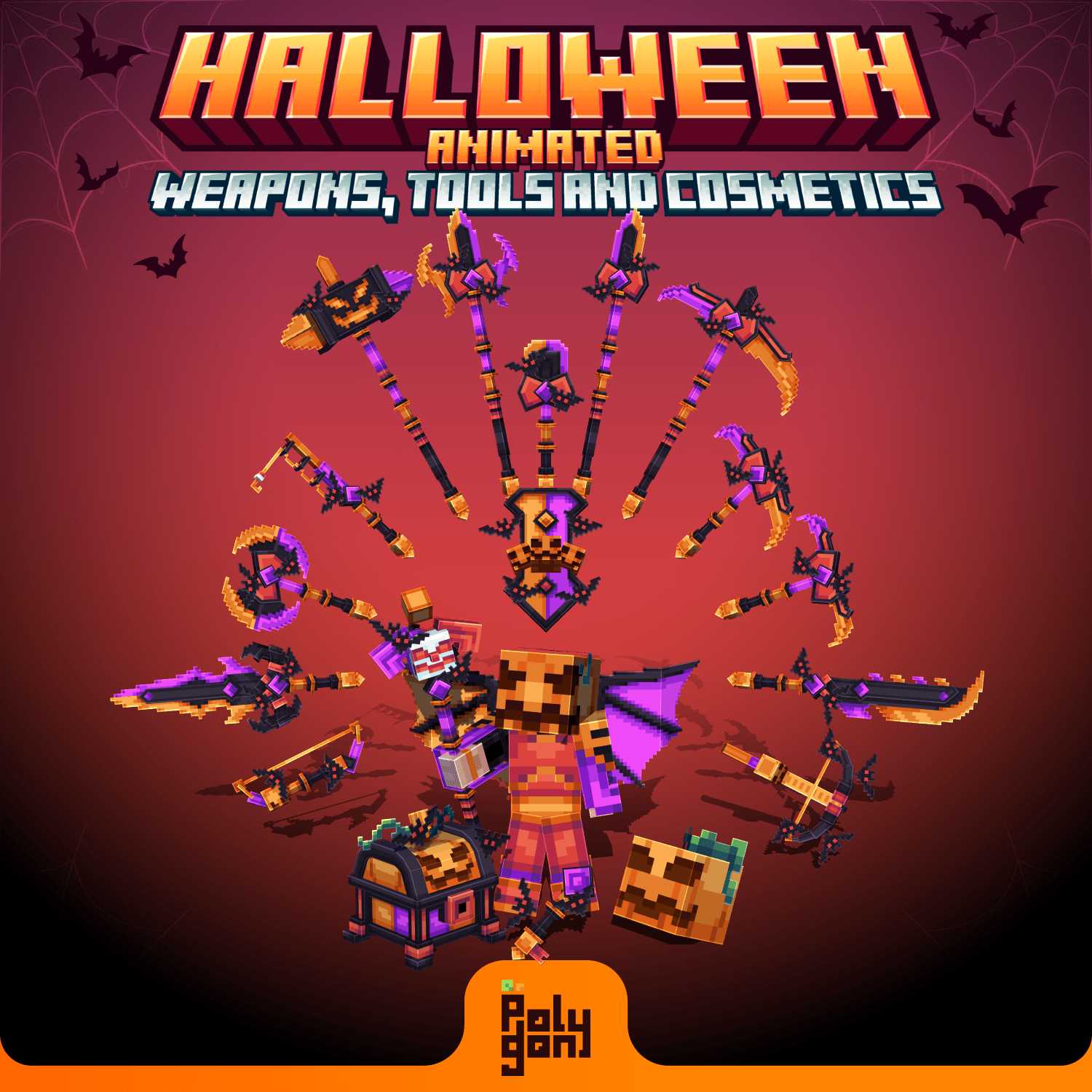 Halloween Animated Weapons and Tools Set (32x)