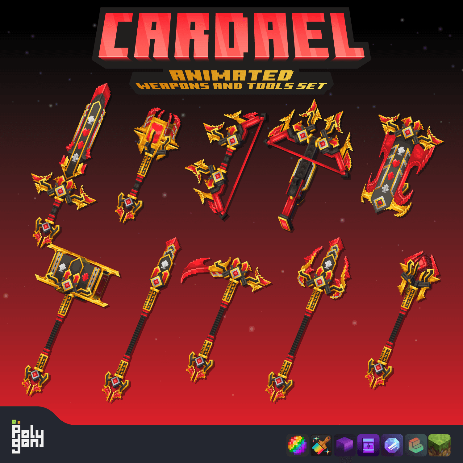Cardael Animated Weapons and Tools Set (64x) 2