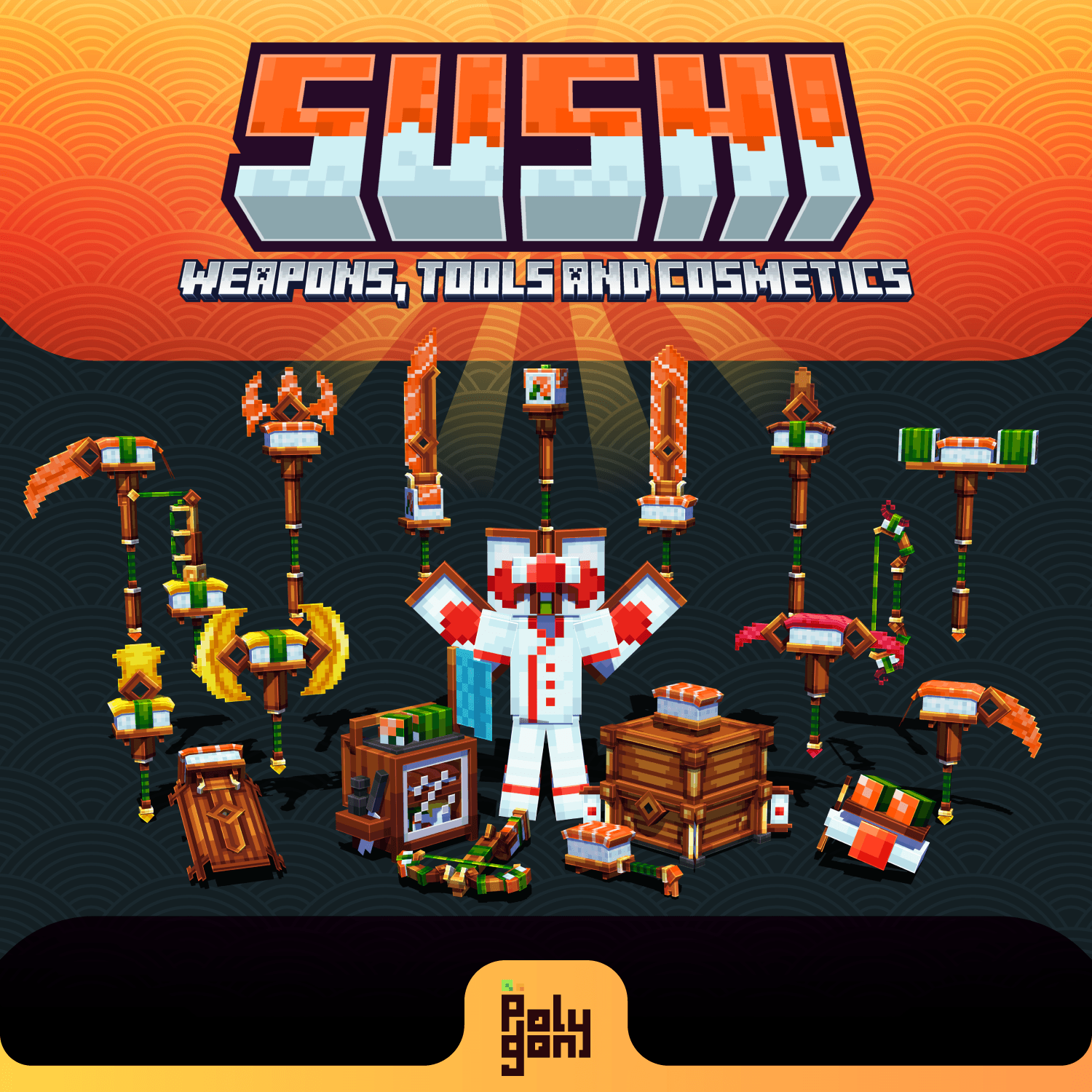 Sushi Weapons, Tools and Cosmetics Set (32x) 1