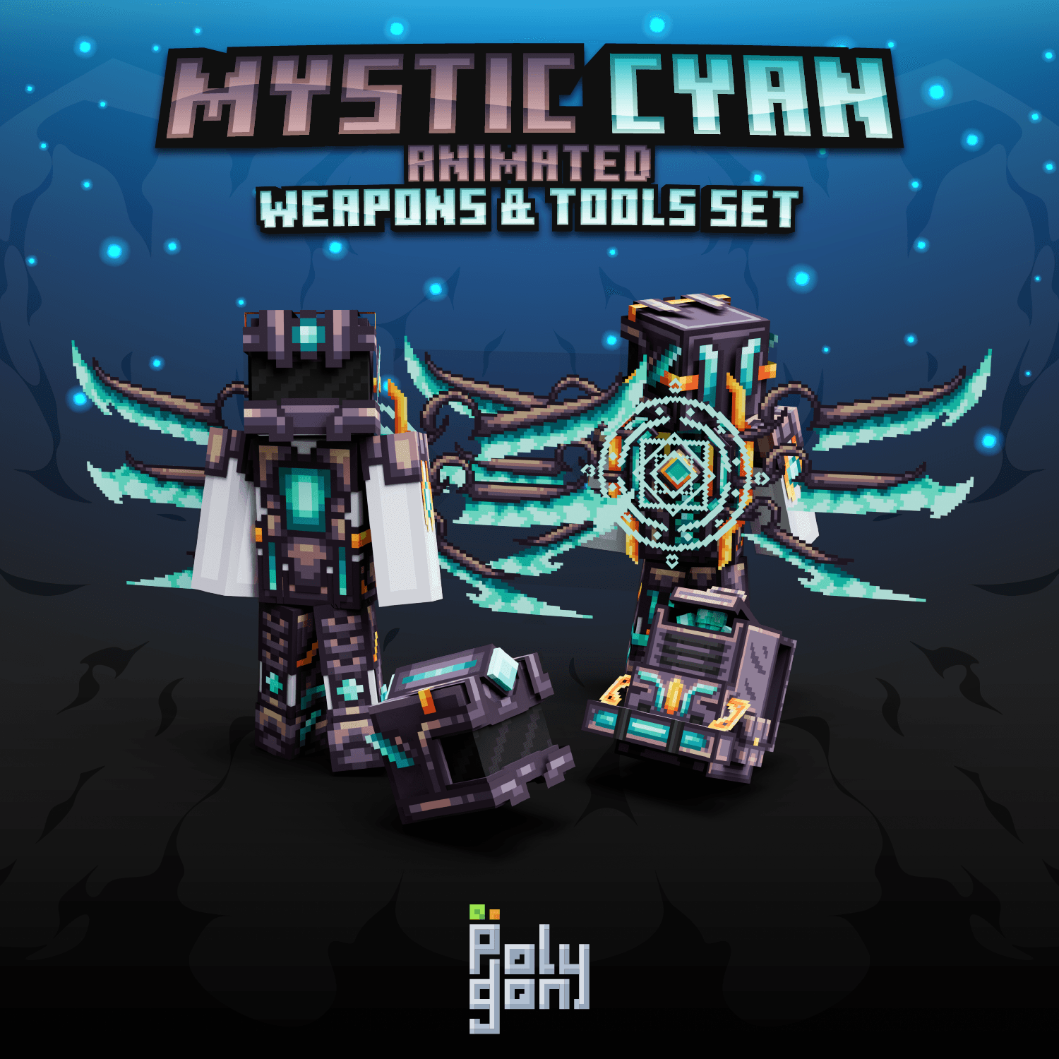 Mystic Cyan Animated Weapons & Tools Set 3