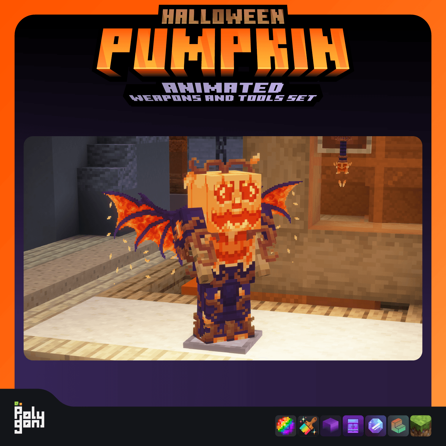 Halloween Pumpkin Animated Weapons and Tools Set (64x) 3