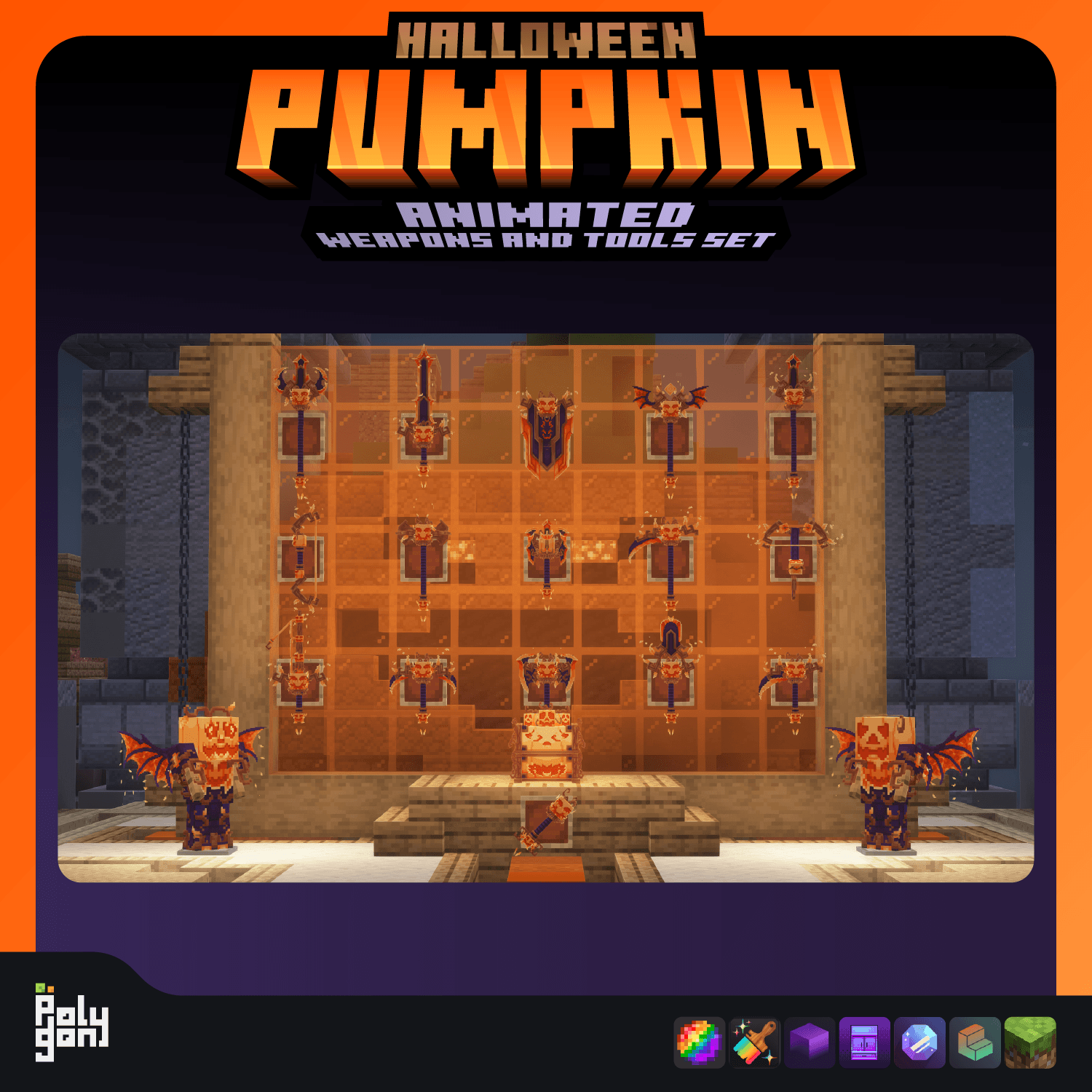 Halloween Pumpkin Animated Weapons and Tools Set (64x) 2