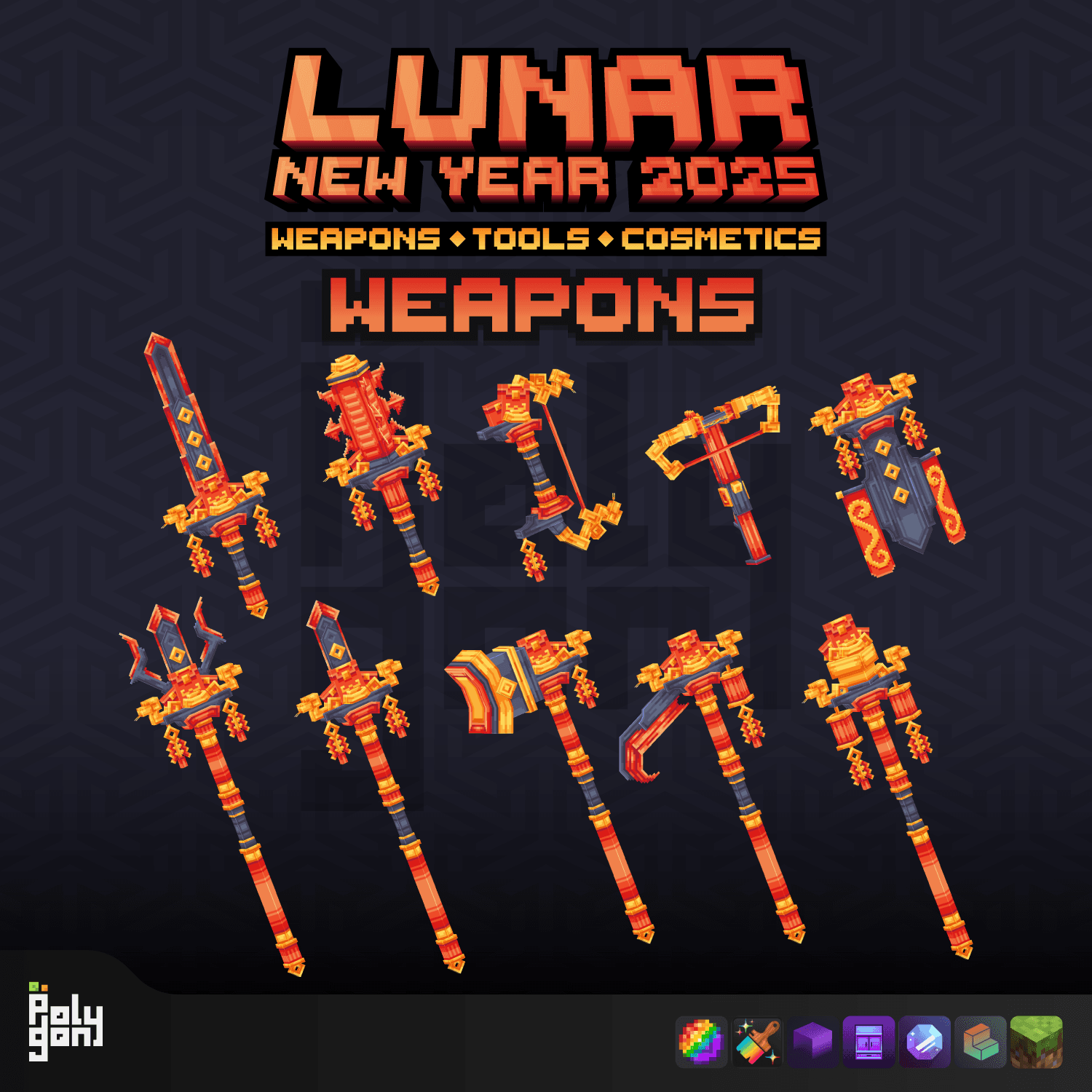Lunar New Year 2025 Animated Weapons and Tools Set (64x) 2