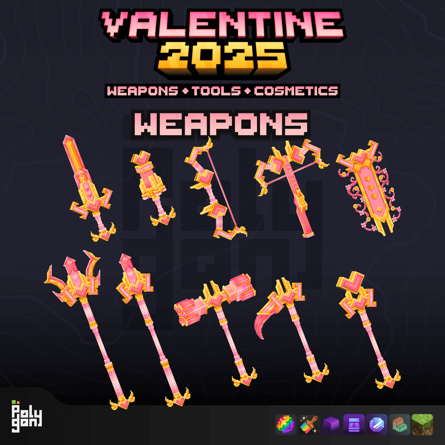 Valentine 2025 Animated Weapons and Tools Set (64x) 2