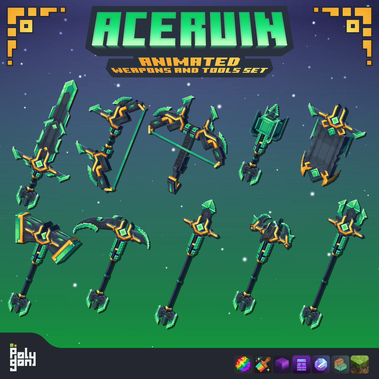 Aceruin Animated Weapons and Tools Set (64x) 2