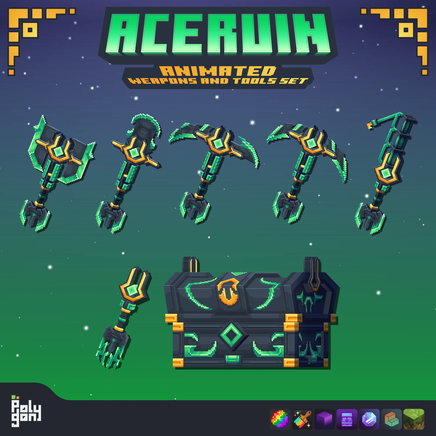 Aceruin Animated Weapons and Tools Set (64x) 3