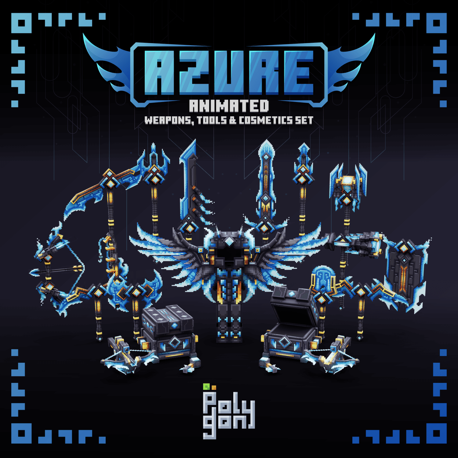 Azure Animated Weapons & Tools Set 1