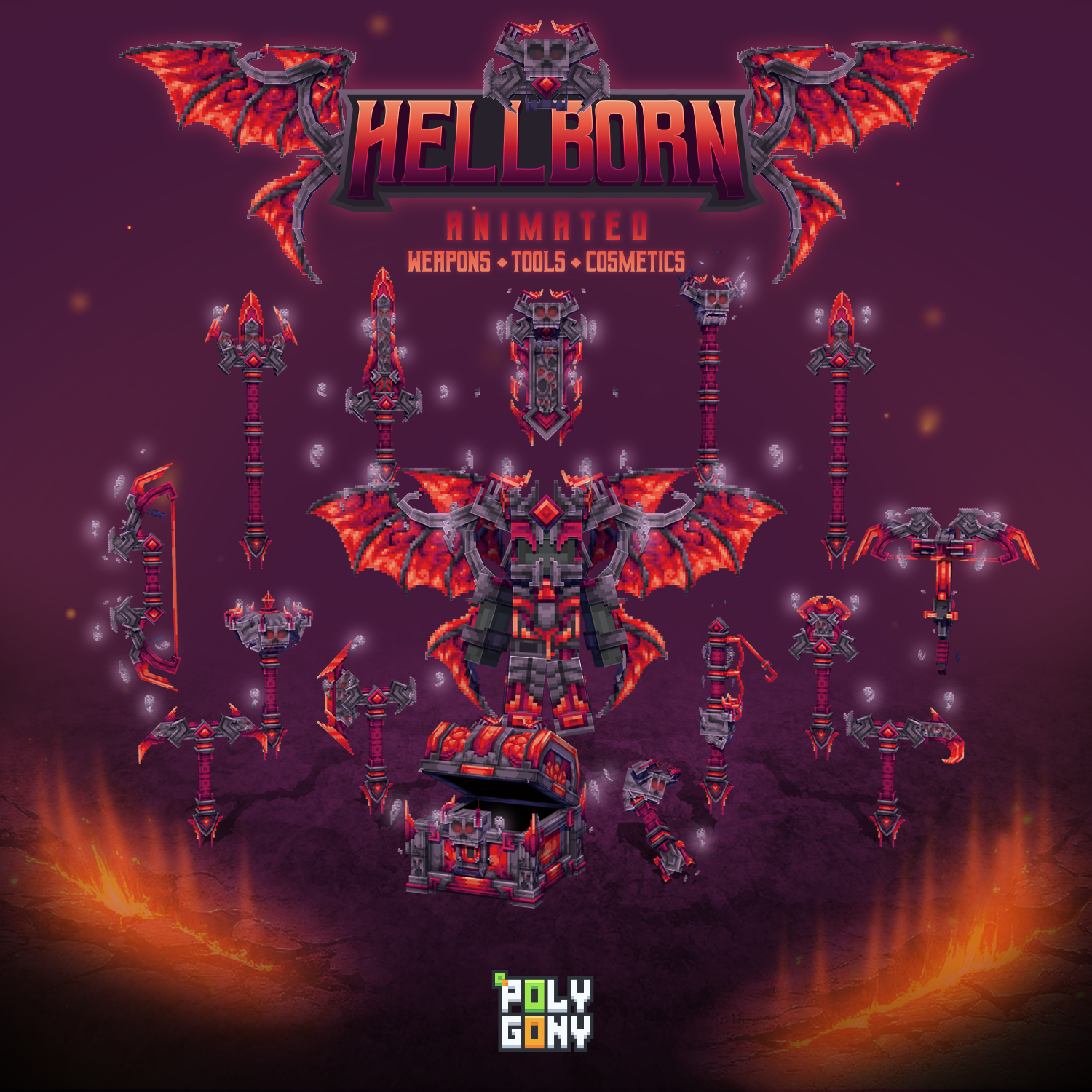 Hellborn Animated Weapons and Tools Set (64x)